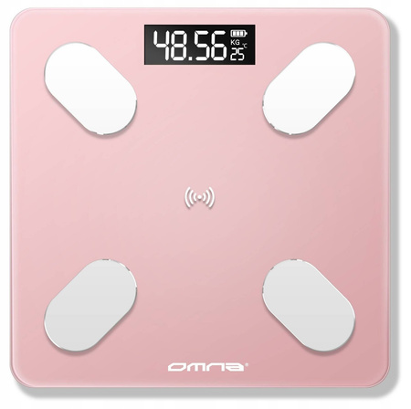 INTELIGENTNA WAGA ŁAZIENKOWA SMART SZKLANA RÓŻOWY