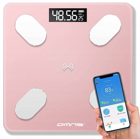 INTELIGENTNA WAGA ŁAZIENKOWA SMART SZKLANA RÓŻOWY