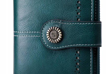 Skórzany portfel damski skóra system RFID CZERWONY