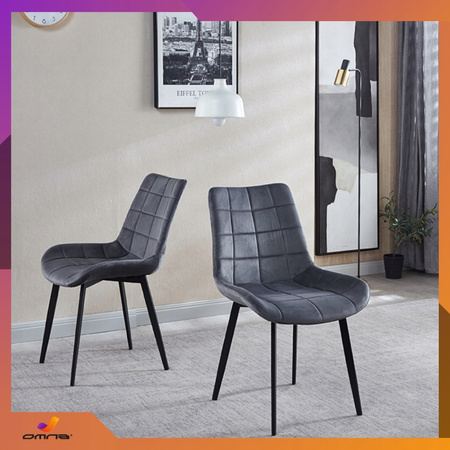 Zielone krzesło tapicerowane welurowe pikowane metalowe nogi do jadalni salonu Loft