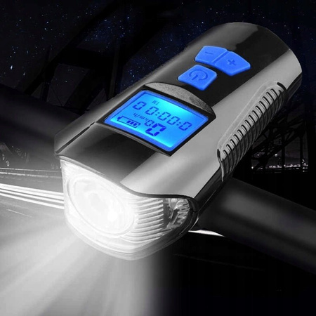 LAMPKA ROWEROWA LED LICZNIK KM+TYŁ PRĘDKOŚCIOMIERZ