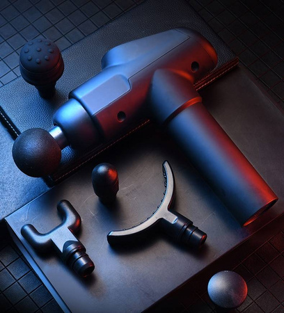 PISTOLET DO MASAŻU BEZPRZEWODOWY 100W + 8 KOŃCÓWEK