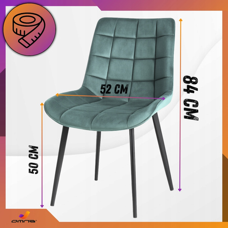 Czarne krzesło tapicerowane welurowe pikowane metalowe nogi do jadalni salonu Loft