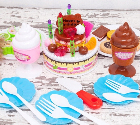 MINI KOSZ KOSZYK PIKNIKOWY + 48 AKCESORIÓW + TORT