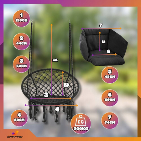 Fotel wiszący ogrodowy huśtawka bocianie gniazdo do domu ogrodu z poduszką