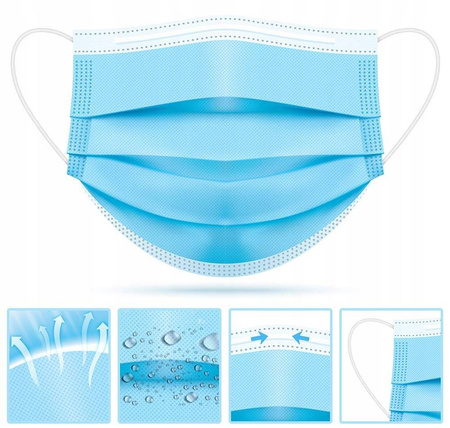 MASKA MASECZKA CHIRURGICZNA OCHRONNA 3W 200 sztuk