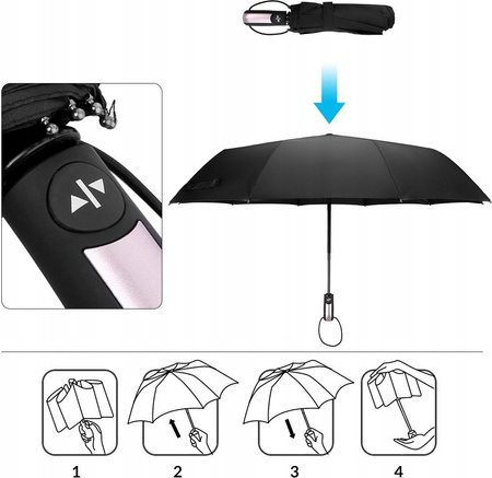 PORZĄDNY PARASOL PARASOLKA AUTOMAT SKŁADANY WŁÓKNO