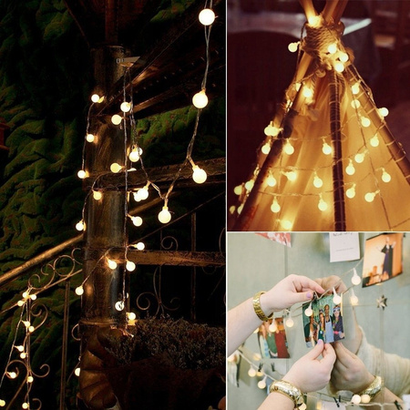 LED 50 LAMPKI NA CHOINKĘ BATERIE 500cm BARWA ŻÓŁTA