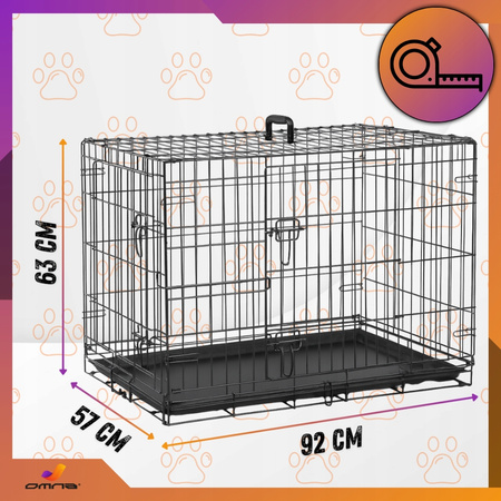 Klatka dla psa kennelowa do samochodu transportowa metalowa kojec 92x57x63