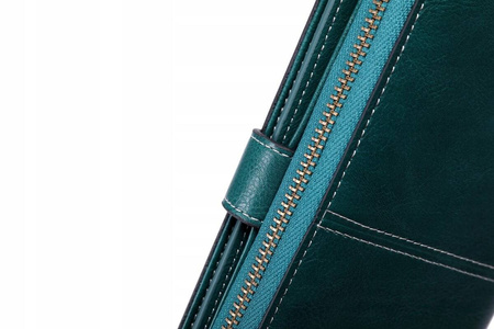 Skórzany portfel damski skóra system RFID RÓŻOWY