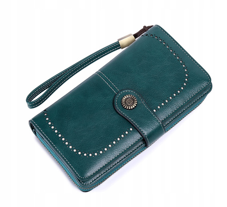 Skórzany portfel damski skóra system RFID CZERWONY