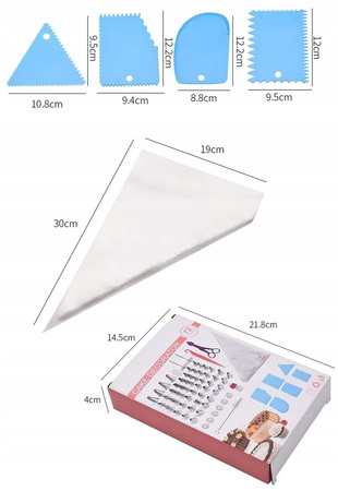 RĘKAW CUKIERNICZY DEKORATOR TORTÓW SILIKON 72 ELEM