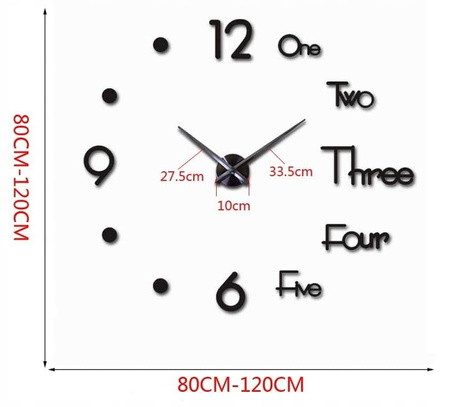 ZEGAR ŚCIENNY DIY L100 DUŻY NOWOCZESNY CZARNY
