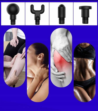 PISTOLET DO MASAŻU BEZPRZEWODOWY 100W + 8 KOŃCÓWEK