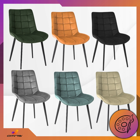 Turkusowe krzesło tapicerowane welurowe pikowane metalowe nogi do jadalni salonu Loft