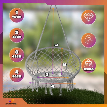 Fotel wiszący huśtawka bocianie gniazdo do domu, ogrodu na taras dla dzieci