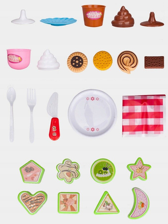 MINI KOSZ KOSZYK PIKNIKOWY + 48 AKCESORIÓW + TORT