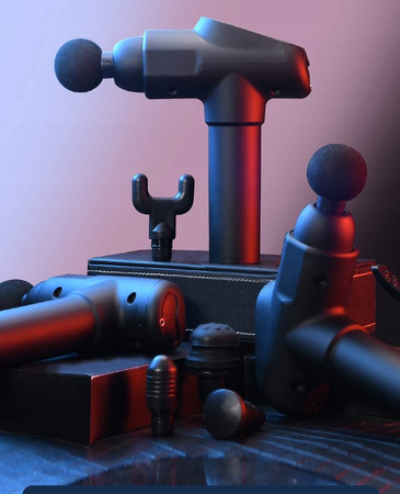 PISTOLET DO MASAŻU BEZPRZEWODOWY 100W + 8 KOŃCÓWEK