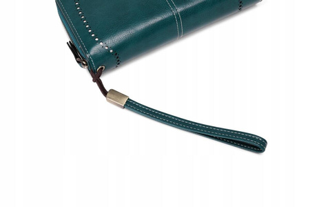 Skórzany portfel damski skóra RFID JASNO NIEBIESKI