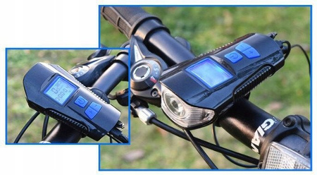 LAMPKA ROWEROWA LED LICZNIK KM+TYŁ PRĘDKOŚCIOMIERZ