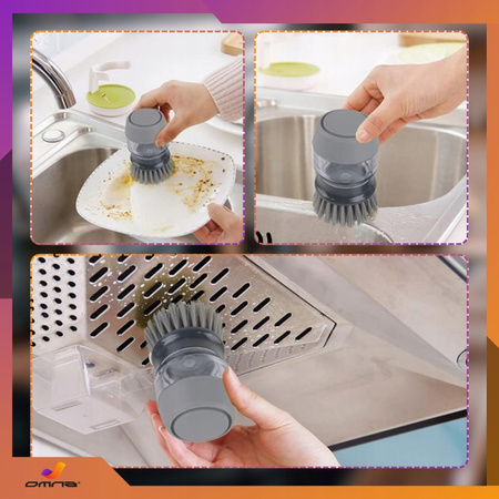 Szczotka do mycia naczyń garnków z dozownikiem pompką czyścik kuchenny