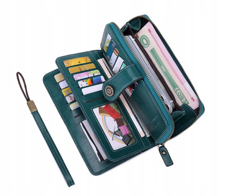 Skórzany portfel damski skóra system RFID CZERWONY