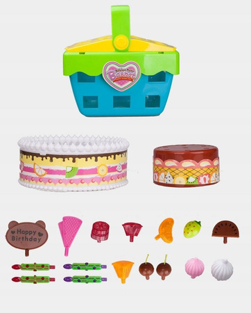 MINI KOSZ KOSZYK PIKNIKOWY + 48 AKCESORIÓW + TORT