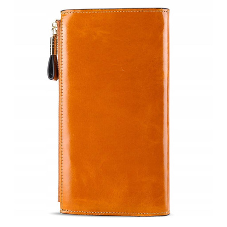 Skórzany portfel damski skóra system RFID CZERWONY