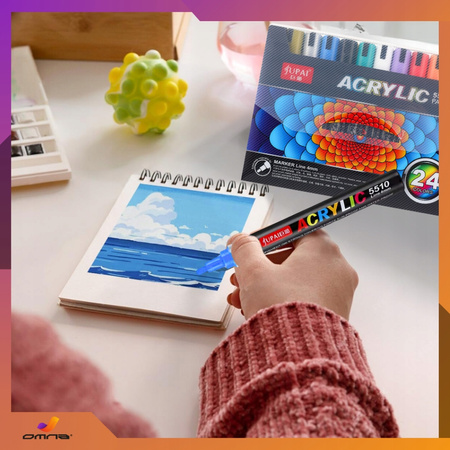 Markery akrylowe pisaki do kamieni szkła drewna wodoodporne guangna 24 szt