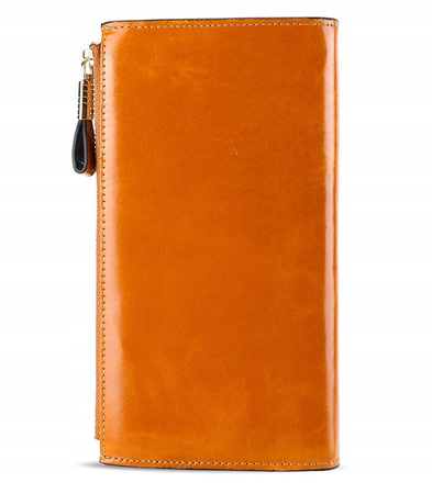 Skórzany portfel damski karty skóra system RFID