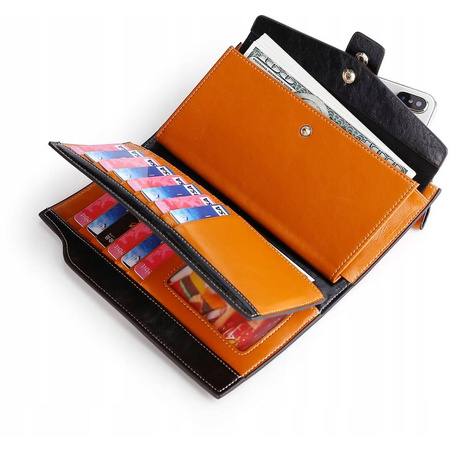 Skórzany portfel damski skóra system RFID CZERWONY