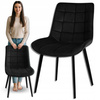Czarne krzesło tapicerowane welurowe pikowane metalowe nogi do jadalni salonu Loft