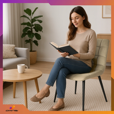 Grafitowe krzesło tapicerowane welurowe pikowane metalowe nogi do jadalni salonu Loft