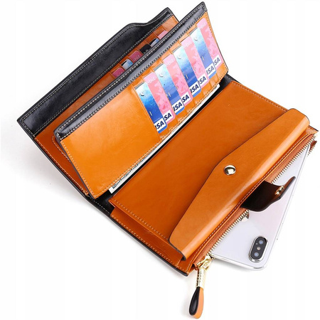 Skórzany portfel damski skóra system RFID CZERWONY