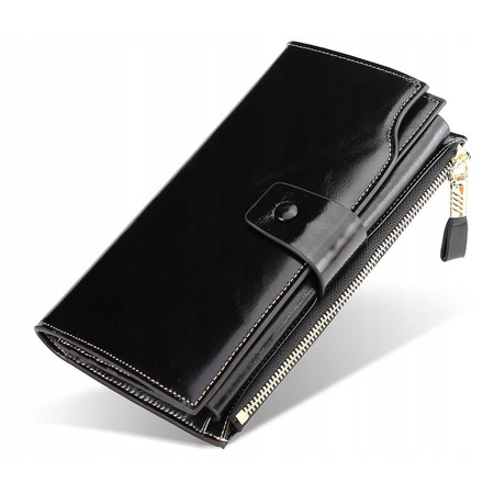 Skórzany portfel damski skóra system RFID CZERWONY