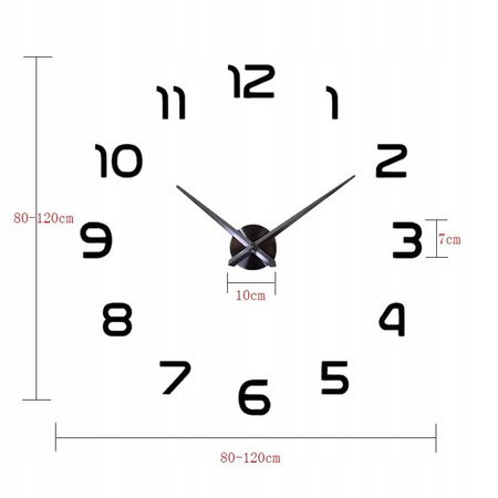 ZEGAR ŚCIENNY DIY L001 DUŻY NOWOCZESNY CZARNY