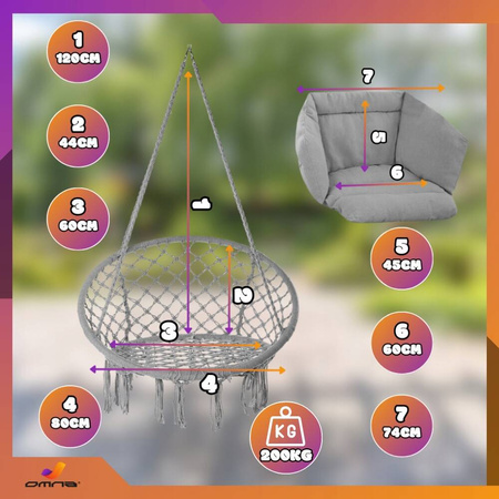 Fotel wiszący ogrodowy huśtawka bocianie gniazdo do domu ogrodu z poduszką