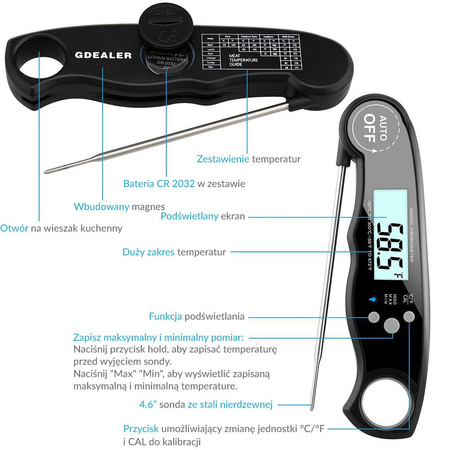 WODOODPORNY SPOŻYWCZY TERMOMETR DO ŻYWNOŚCI MIĘSA