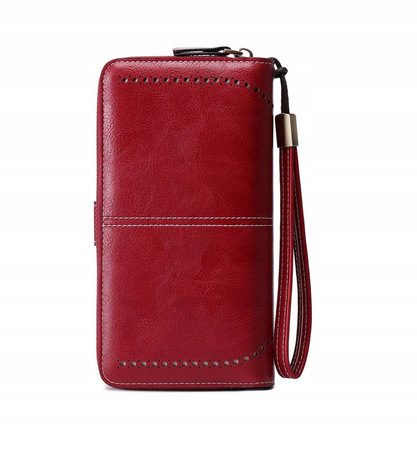 Skórzany portfel damski skóra RFID JASNO NIEBIESKI