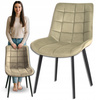 Beżowe krzesło tapicerowane welurowe pikowane metalowe nogi do jadalni salonu Loft