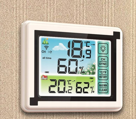 BEZPRZEWODOWA STACJA POGODY HIGROMETR +3 CZUJNIKI