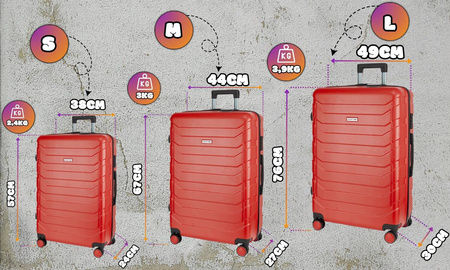Zestaw 3 walizek podróżnych 3w1 ABS bagaż kufer na kółkach 94L+63L+40L