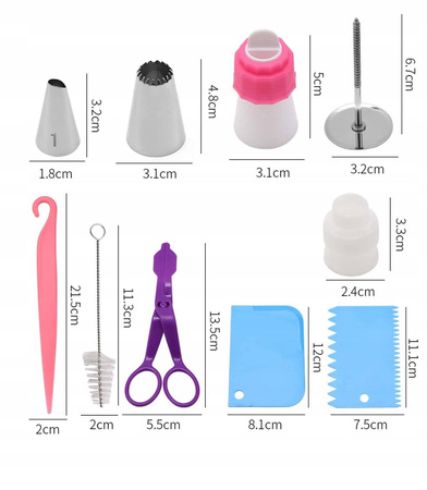 RĘKAW CUKIERNICZY DEKORATOR TORTÓW SILIKON 72 ELEM