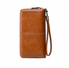 Skórzany portfel damski skóra system RFID BRĄZOWY