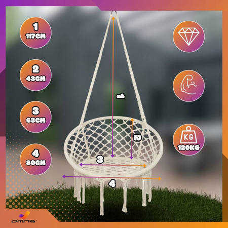 Fotel wiszący huśtawka bocianie gniazdo do domu, ogrodu na taras dla dzieci