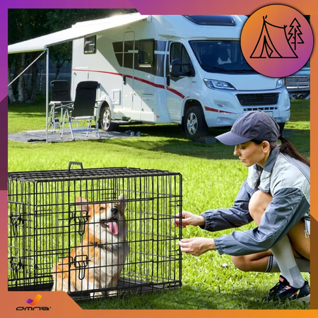 Klatka dla psa kennelowa do samochodu transportowa metalowa kojec 92x57x63