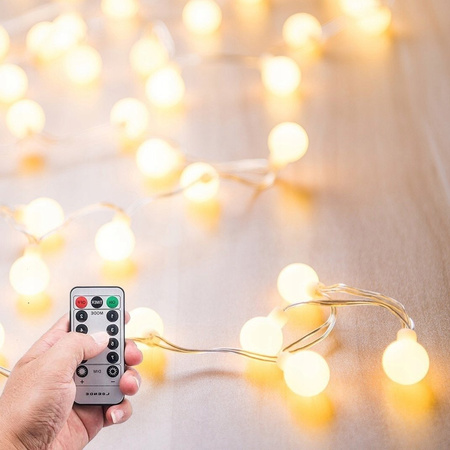 LED 50 LAMPKI NA CHOINKĘ BATERIE 500cm BARWA ŻÓŁTA