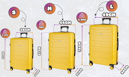 Zestaw 3 solidnych walizek podróżnych bagaż kufer lekka samolot 94L+63L+40L