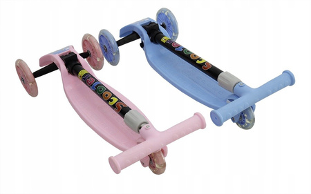 HULAJNOGA TRÓJKOŁOWA DLA DZIECI LED SKRĘTNE KOŁA