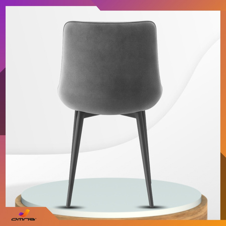 Grafitowe krzesło tapicerowane welurowe pikowane metalowe nogi do jadalni salonu Loft
